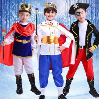 低價熱銷 萬聖節 耶誕節 新款 兒童服裝 男童 海盜 國王角色扮演 王子 白馬子衣服表演套服