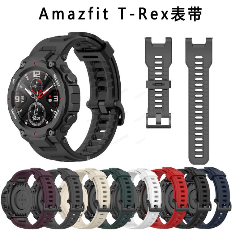 台灣出貨 適用Amazfit T-Rex華米霸王智能矽膠手錶帶鋼化膜A1918保護殼套線