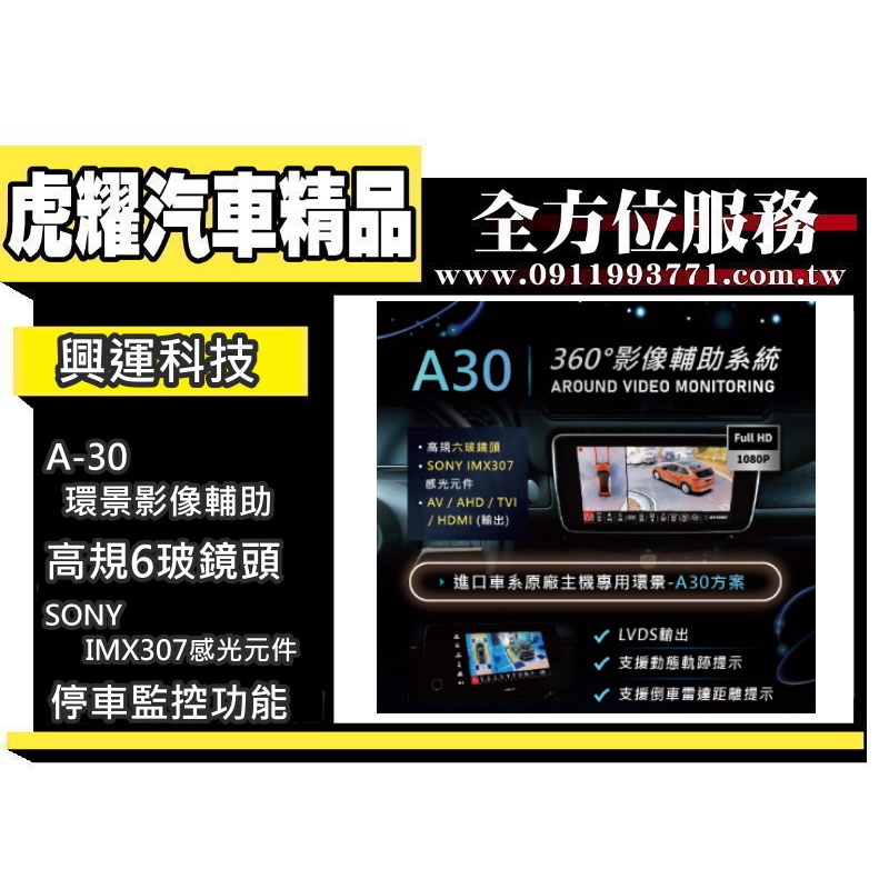 虎耀汽車精品～興運科技A30 1080P 360度環景影像行車輔助系統