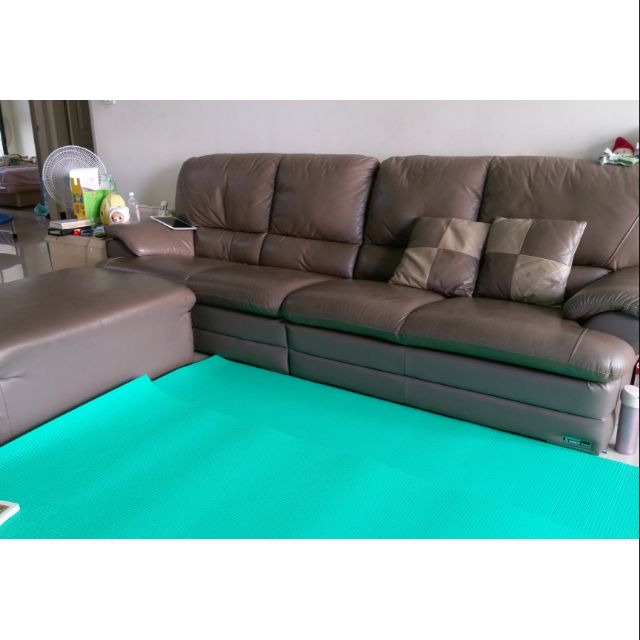 史密特龍沙發 半牛皮 真皮 L型四人座 椅凳可分離 原價39000元 約七成新 蝦皮購物