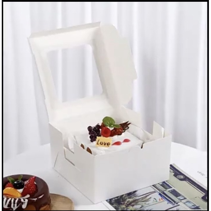 一品台灣出貨  蛋糕盒 （新款）4吋 小6吋  蛋糕包裝盒 / 《附白色底托》蛋糕包裝紙盒 / 4粒馬芬禮盒