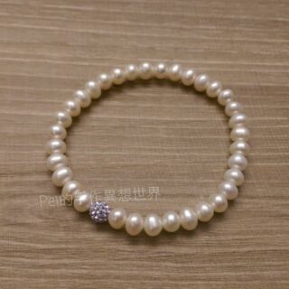 Pei accessories 佩配 天然珍珠 施華洛世奇 鑽球 彈性手環 另有 巴西蠟線 蠶絲蠟線 幸運手環