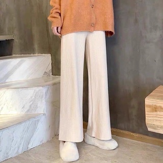 秋冬新款加絨加厚寬鬆顯瘦百搭高腰直筒休閒九分褲（杏色）