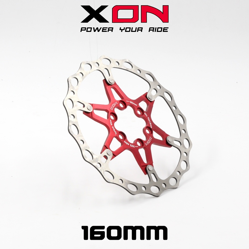 【瘋拜客】 XON 輕量 160mm 兩件式 浮動碟盤 410 不鏽鋼 + AL7075 鋁合金 - 紅色