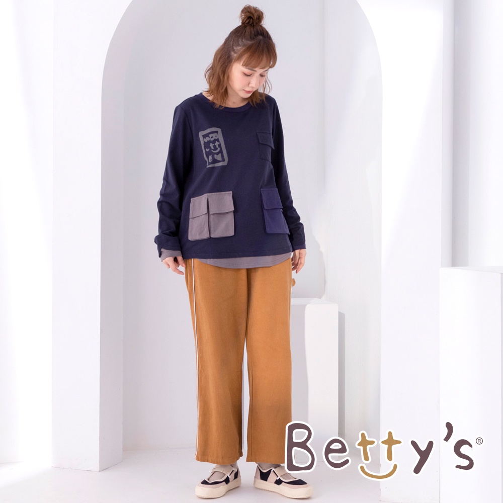 betty’s貝蒂思(05)側邊壓飾休閒寬褲(駝色)