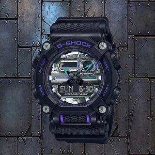 CASIO 卡西歐 G-SHOCK 工業風金屬光雙顯計時手錶-黑 GA-900AS-1A