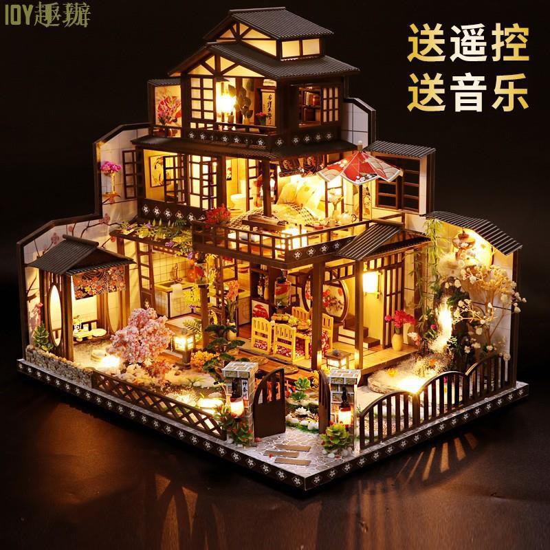 卍手工diy小屋中國風古建筑古都望月日式和風大別墅房子情人節禮物袖珍屋diy 蝦皮購物