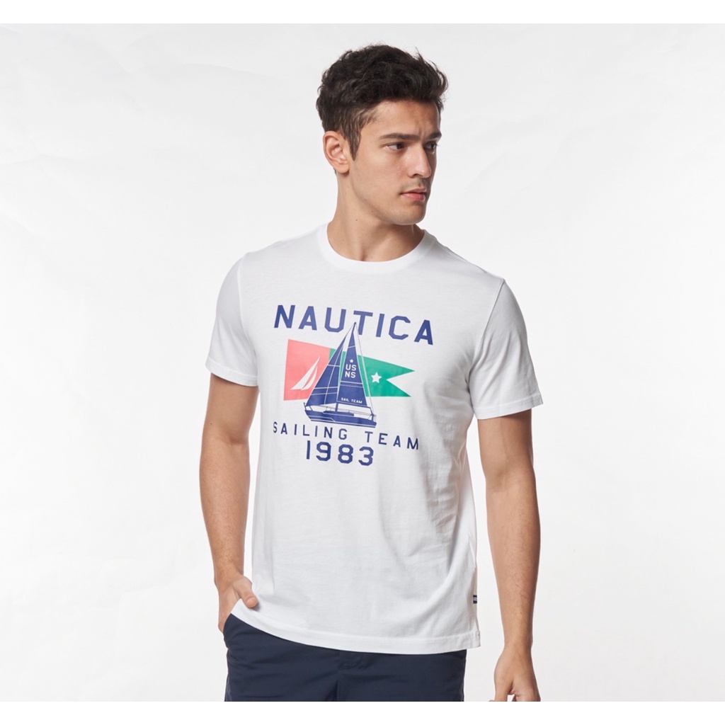 Nautica 美國帆船 男 短袖T恤 圓領短T  玩轉色彩旗幟 白 M號