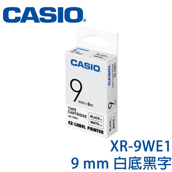 【MR3C】含稅附發票 CASIO卡西歐 9mm XR-9WE1 白底黑字 原廠標籤機色帶