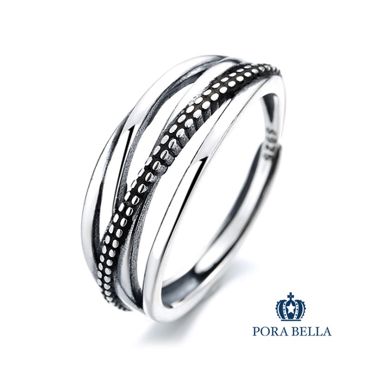 <Porabella>925純銀北歐戒指 個性設計款戒指 開運戒 轉運戒 仿舊中性風格 可調開口式 銀戒 Rings