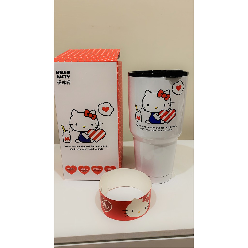 Hello Kitty 醫療級316不鏽鋼 真空冰霸杯保冰杯 保溫杯 900ML 三麗鷗授權 白色