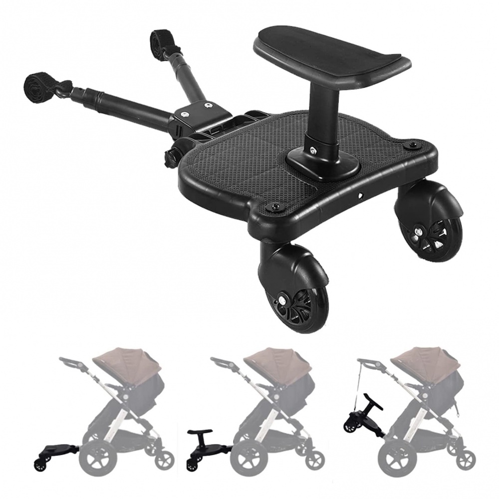 帶可拆卸組裝座椅的推車踏板便攜式嬰兒車座椅踏板適用於大多數嬰兒車