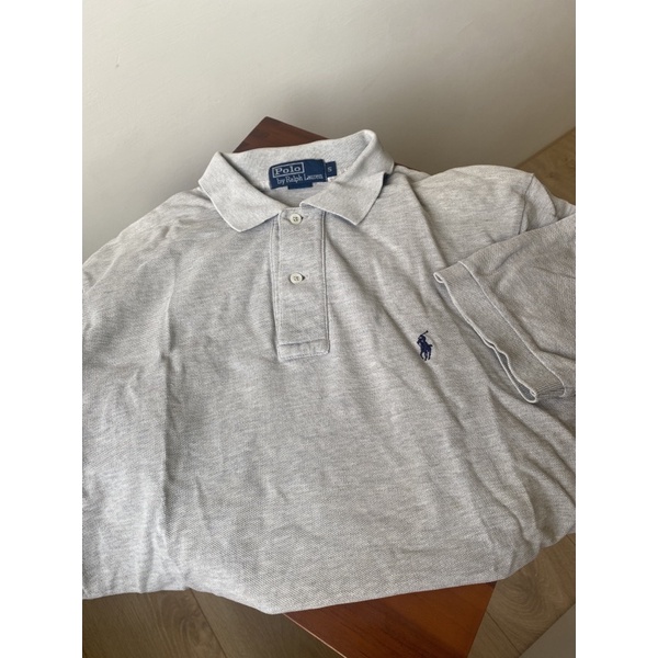 Polo by Ralph Lauren灰色S號，藍色小馬灰色長polo衫，含運，男生