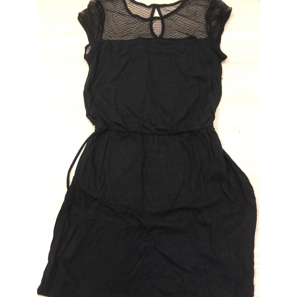 VICTORIA'S SECRET 全新正品 短袖黑色蕾絲抽繩小洋裝