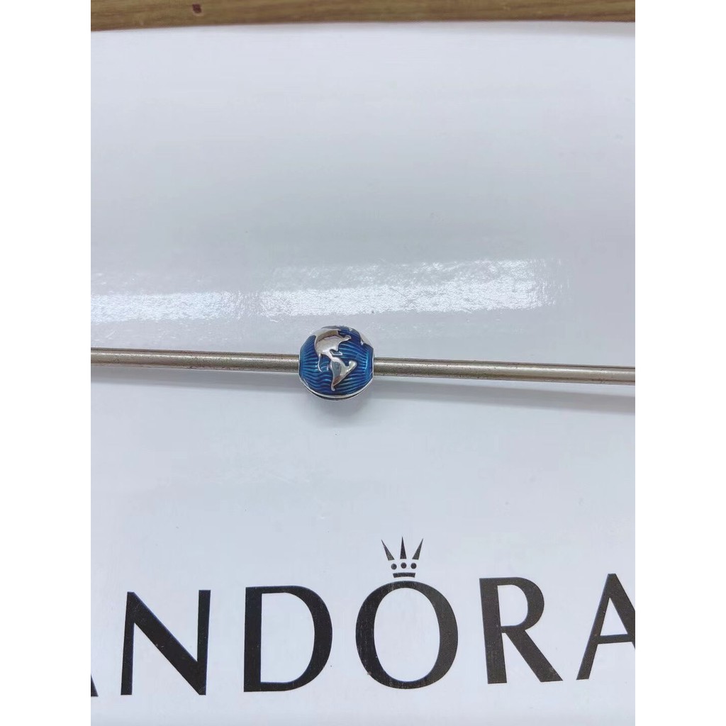 獅子環球正品代購 潘朵拉 Pandora 夏日禮物 925銀藍色地球無矽膠固定夾799429C01 附送盒子和提袋