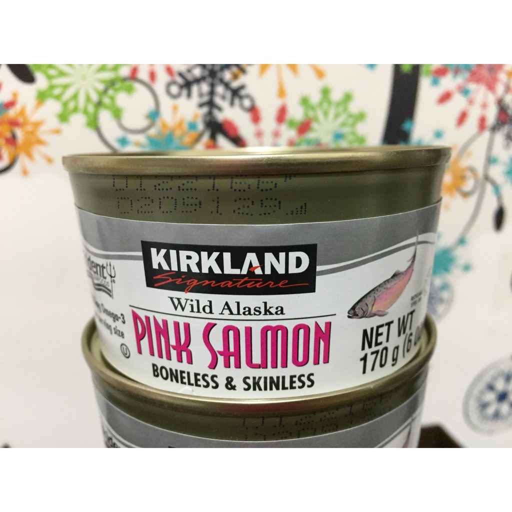 好市多Kirkland Signature 科克蘭 阿拉斯加去皮去骨鮭魚罐頭，成份純粹無色素、香料