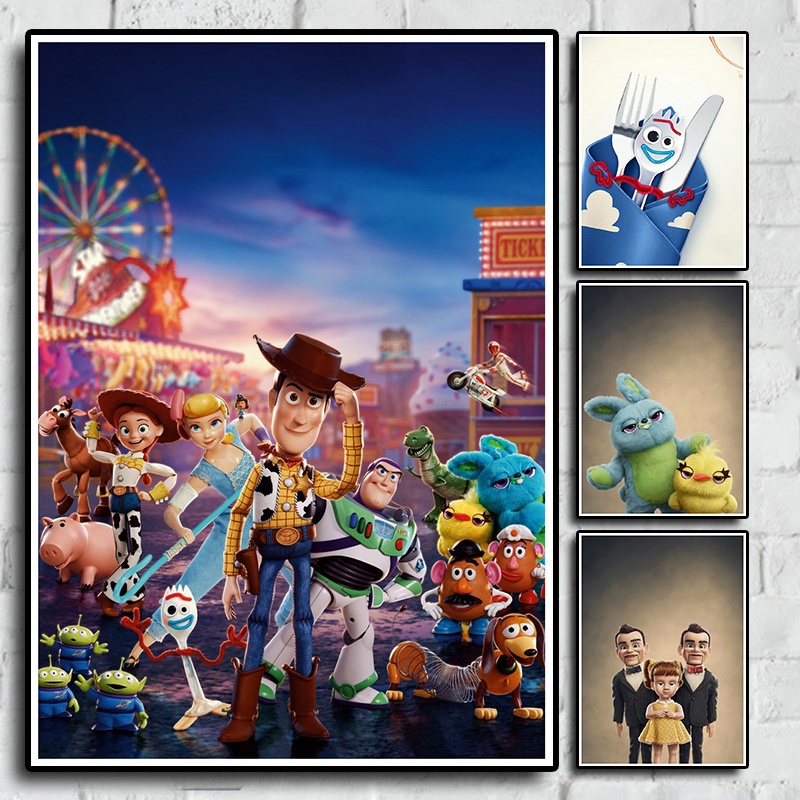 冒險喜劇動畫電影玩具總動員系列第四部分的家居裝飾牛皮紙復古海報