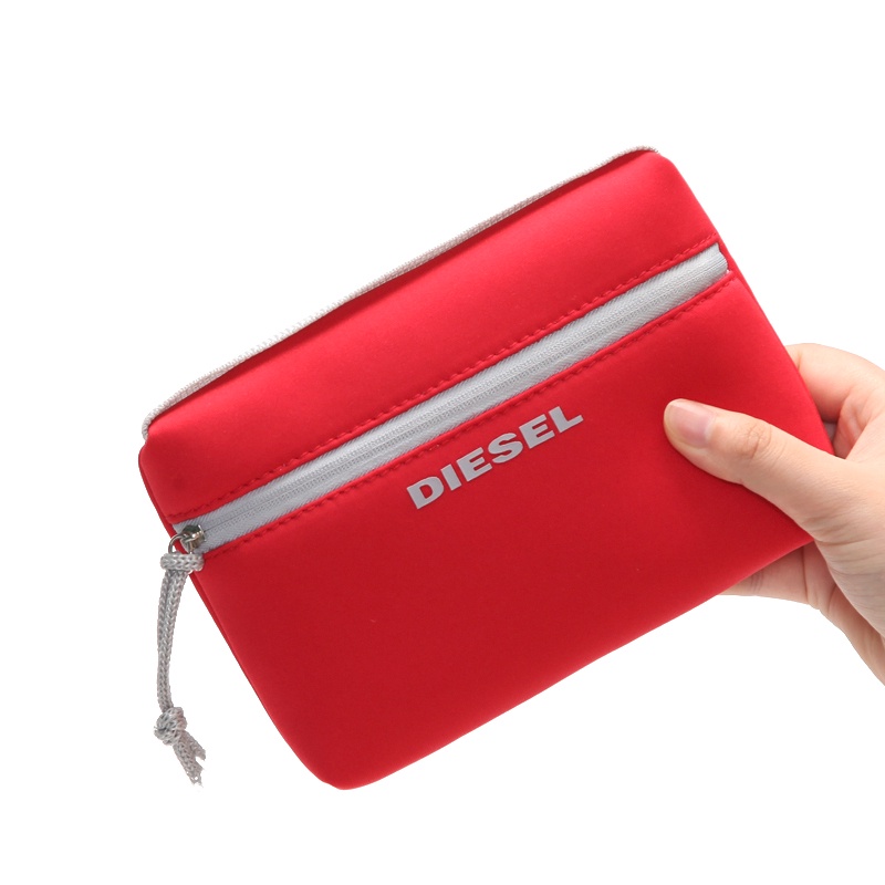 外銷精品 DIESEL紅色潛水布 滑鼠收納袋，出差旅行手提化妝包洗漱包 收納包