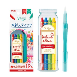 Pentel 飛龍 GSS1-12 Vistage sticks 12色水溶性色鉛筆 (附水筆) (五種色系可選)