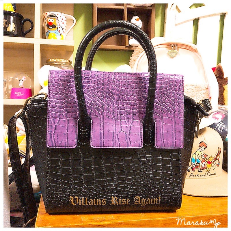 日本代購🇯🇵海洋迪士尼園區限定 反派角色 睡美人 黑魔女 質感 手提包 側背包 包包（內層是米老鼠和反派角色塗鴉超美的）