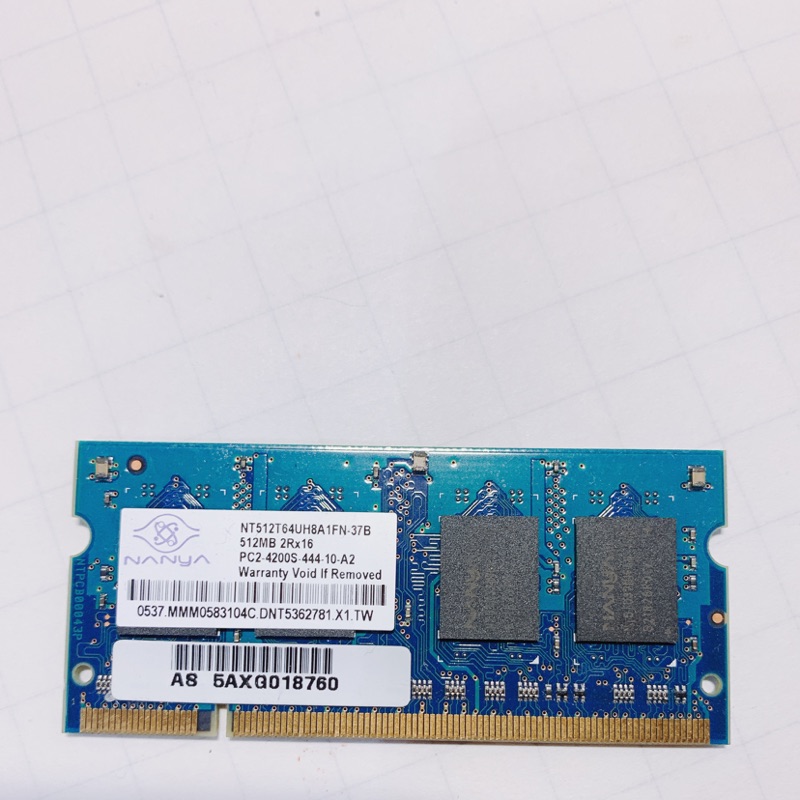 南亞 筆電記憶體 NANYA NT512T64UH8A1FN-37B Laptop DDR2-533 512MB