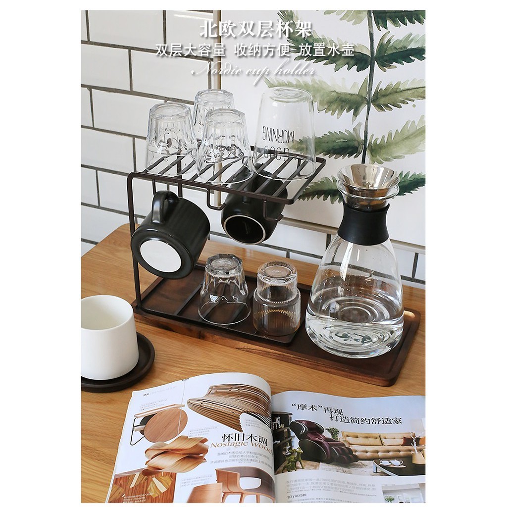 玻璃瀝水家用水杯掛架咖啡杯水杯架杯子架水杯收納杯架托盤置物架 蝦皮購物