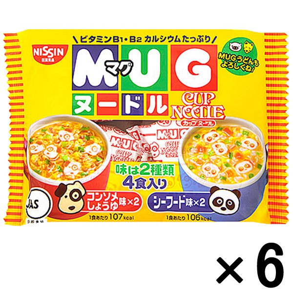日清NISSIN MUG超迷你杯麵 雞汁醬油/海鮮 6入組 J664957 六袋