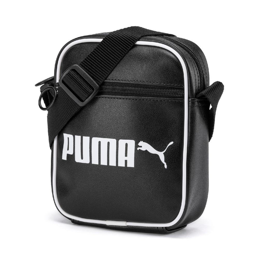 PUMA Campus 斜背包 休閒 皮革 黑【運動世界】07664101