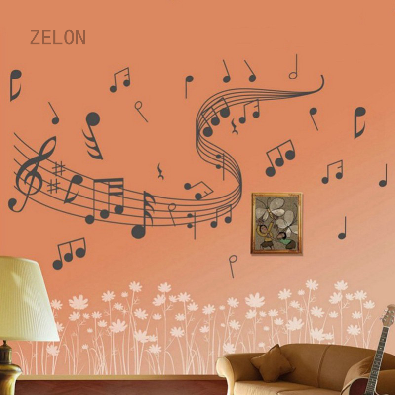 Zelon新藝術音樂音符牆貼 用於音樂室裝飾 壁畫 家庭壁紙 牆貼 蝦皮購物