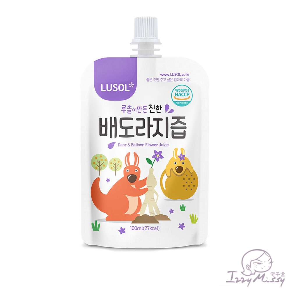韓國LUSOL-雪梨桔梗汁100ml/袋   副食品 隨身包 嬰幼兒果汁 寶寶果汁 隨身攜帶型