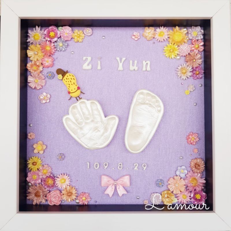 L'amour柆茉兒 客製化寶寶手腳印泥寵物手腳印模紀念框滿月周歲禮物
