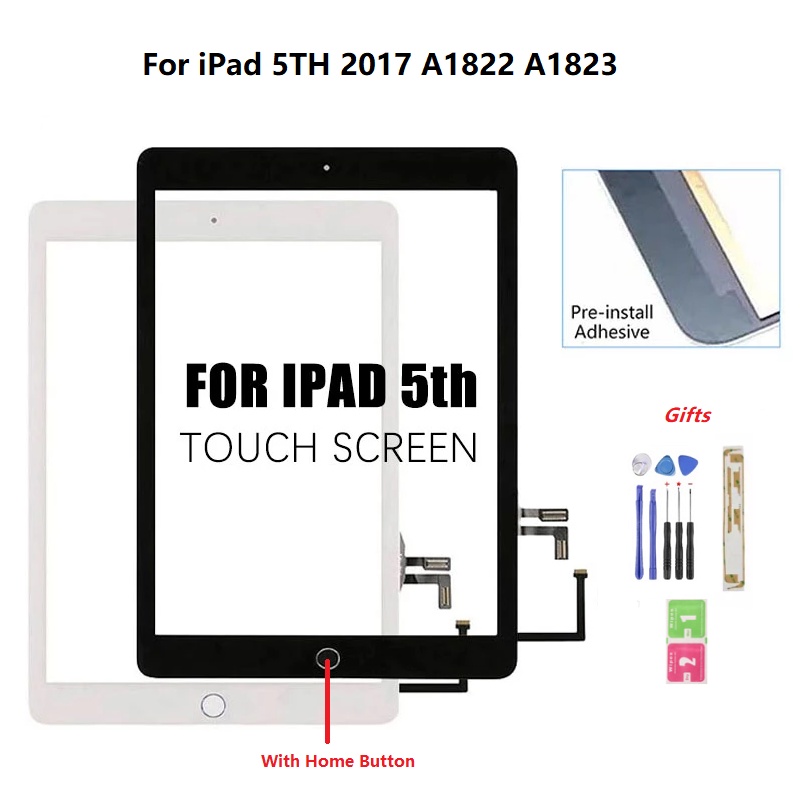 原廠觸控總成兼容iPad 9.7 2017 iPad 5th A1822 A1823觸摸總成帶返回主頁按鈕按鍵 玻璃面板