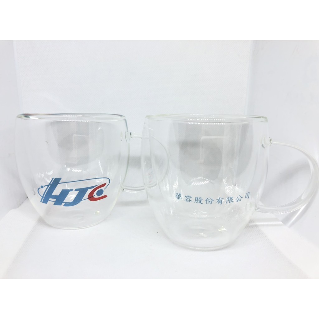 華容 HJC 雙層耐熱玻璃杯 250ml 一盒二入 有杯耳 杯子 玻璃杯 股東會紀念品