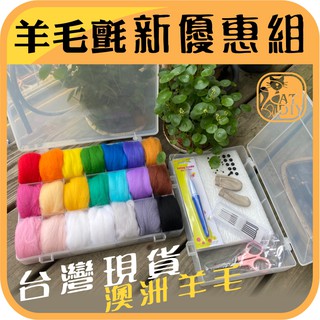 【羊毛氈組合】🎨臺灣現貨 羊毛氈 羊毛條 玩偶 公仔 娃娃 戳戳 材料包 組合 彩色盤手創材料