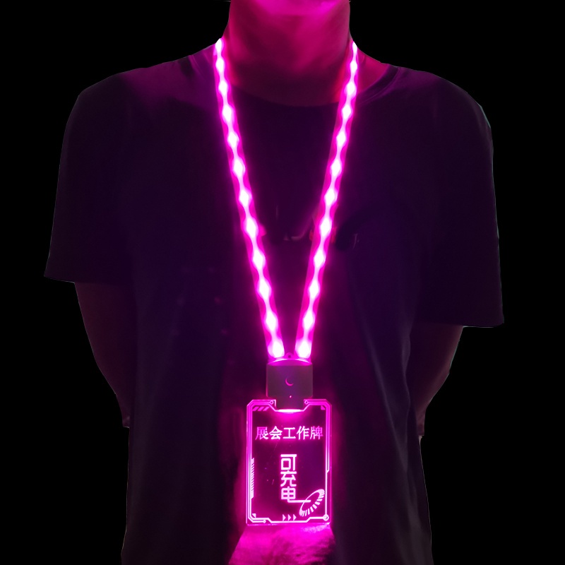 台灣熱銷 工作牌LED胸牌 Led名牌 員工名牌 USB充電亞克力LED發光掛牌演唱會工作展會牌工牌胸牌掛繩吊 KL廣告