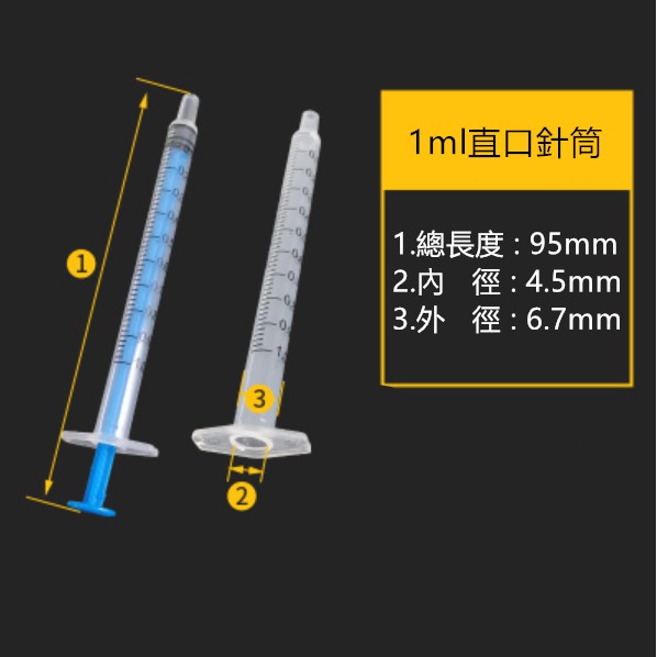 1ml 藍色針筒(不帶針頭)  💉💉 塑膠針筒 工業針筒 注射筒