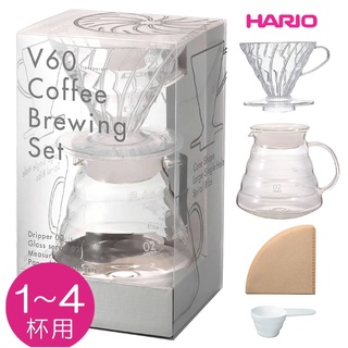 日本原裝HARIO V60耐熱玻璃透明手沖咖啡套組/咖啡壺/咖啡濾壺600ml VDST-02T--秘密花園