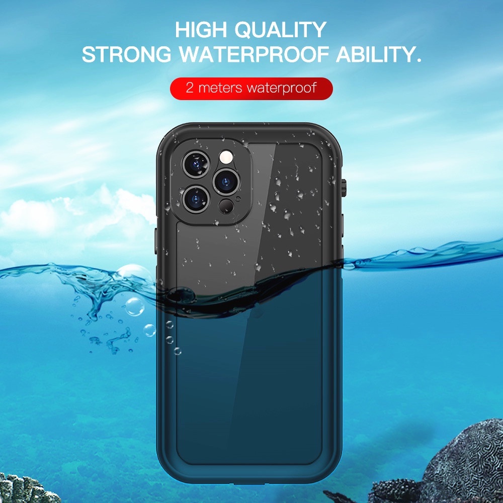Ip68 防水殼適用於 iphone 11 12 Mini 13 Pro Max 360 全身覆蓋保護後蓋適用於 iph
