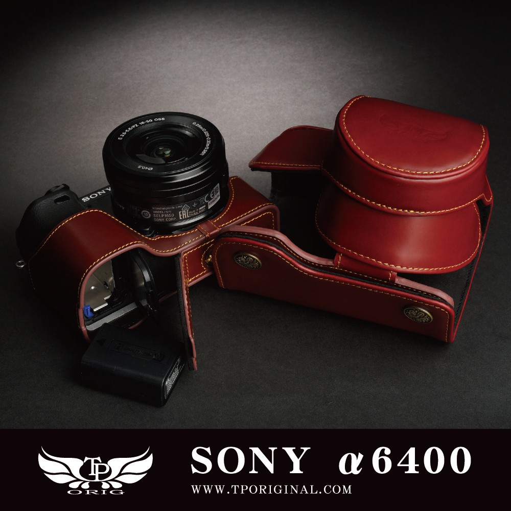 【台灣TP】SONY  A6400 / A6100 (16-50mm變焦專用) 相機皮套 真皮 快拆電池