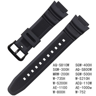 卡西歐手錶矽膠替換錶帶 W218H/W-S210 AQ-S810W AQ-S800W AE-1000W AE-1300