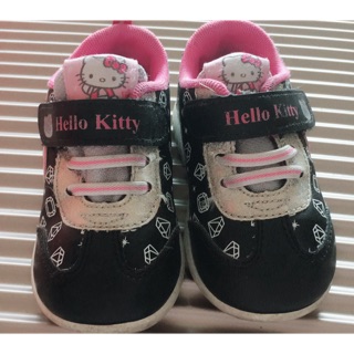 Hello Kitty休閒運動鞋 兒童跑步鞋平底鞋 娃娃鞋 魔鬼氈 二手@s1