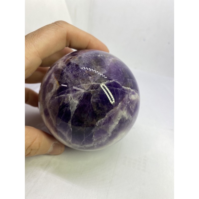 D2197天然水晶原礦/夢幻虎牙紫水晶球  重量：662g 直徑78.5mm
