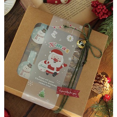 聖誕節 腰封 聖誕老公公送禮去 紙盒包裝條 包裝封條 210個