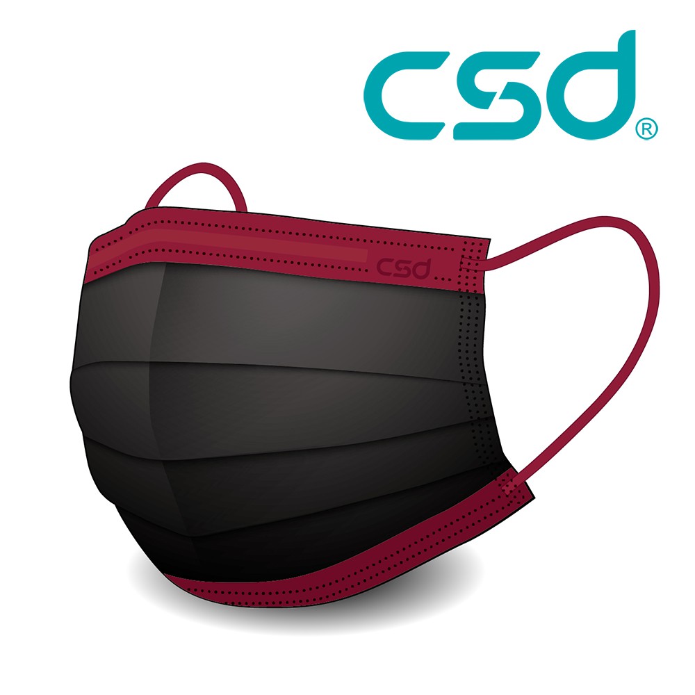 中衛 csd 醫療口罩 玩色系列 黑紅 1盒  30片/盒