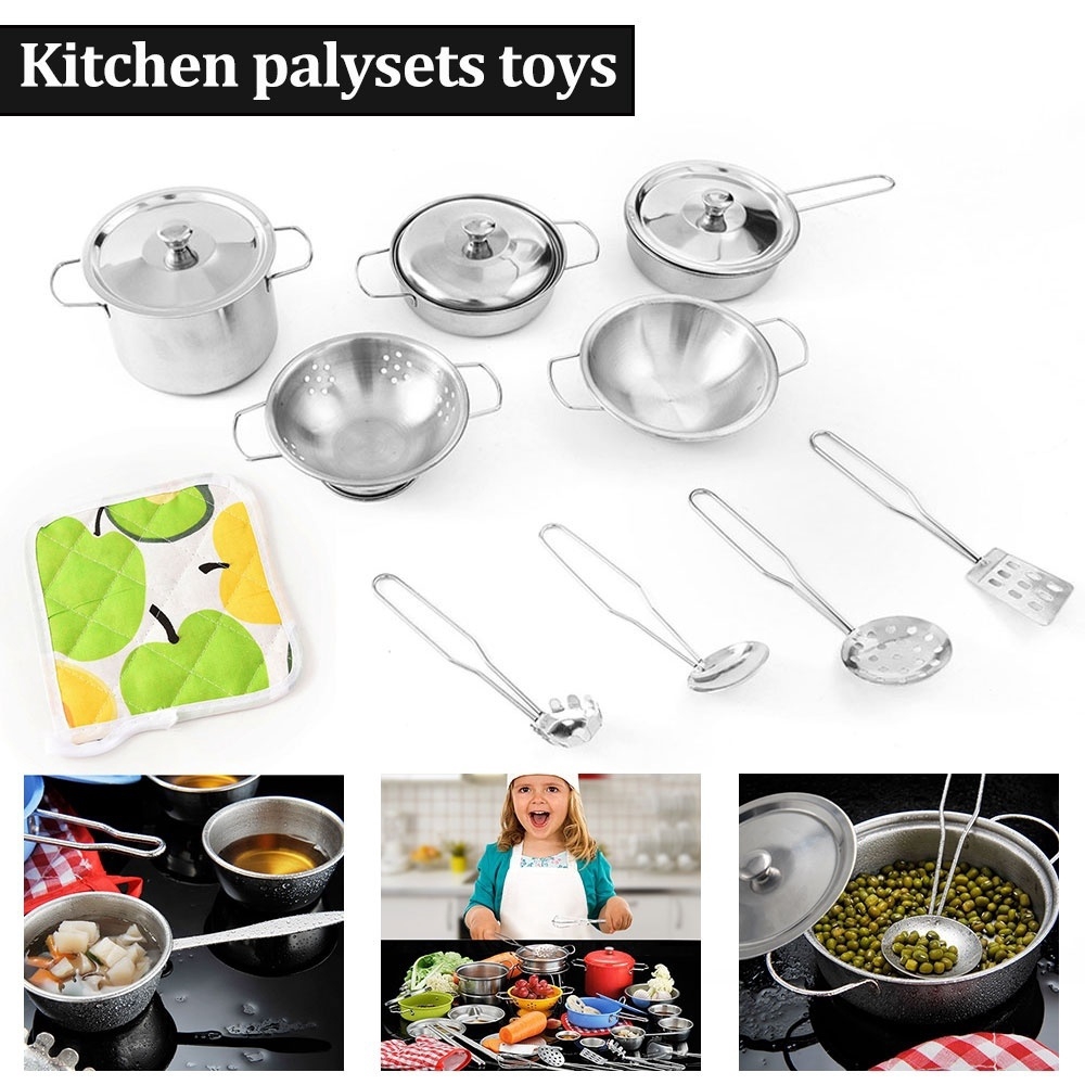 不銹鋼假裝玩廚房玩具迷你模型廚具炊具烹飪玩具兒童小孩鍋鍋