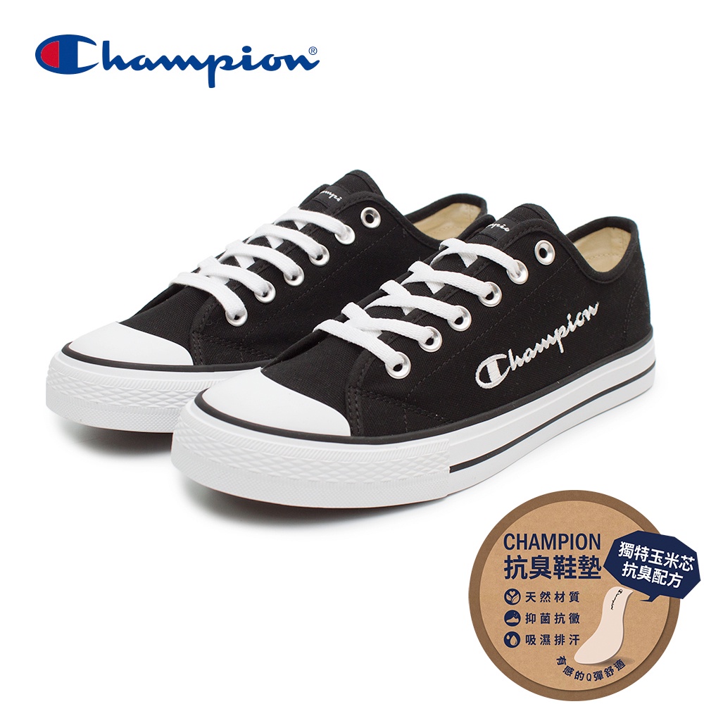 【Champion】男/女 帆布鞋 休閒鞋 SCRIPT CP CANVAS-黑(UFLS-2081-10)