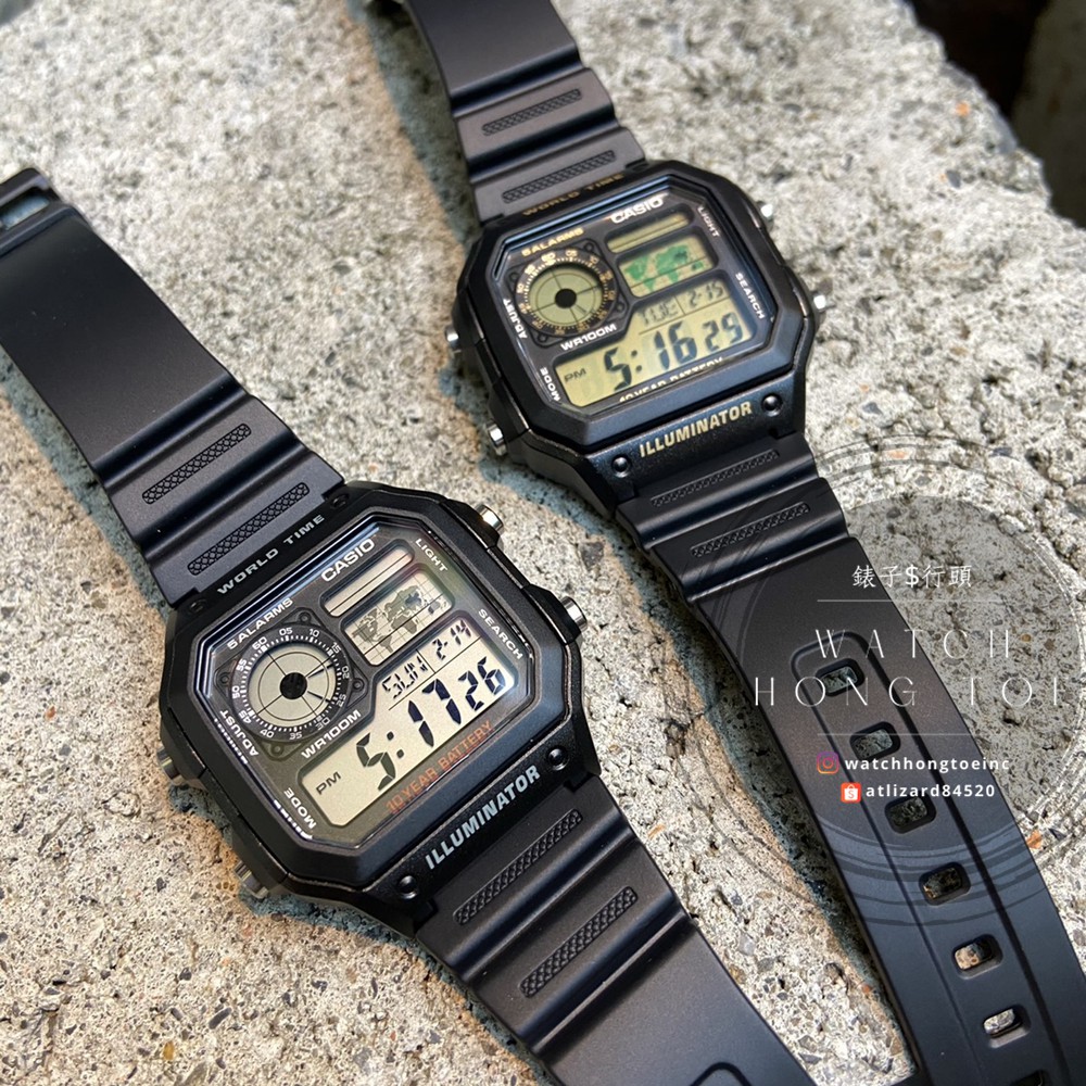 []錶子$行頭[] 現貨 CASIO 百搭 工裝必備 單品 世界地圖 電子錶 - 橡膠 ( AE-1200WH )