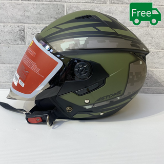 【台北新莊安全帽】🔥免運🔥 ASTONE RST AQ1 平黑/綠 半罩 輕量化 安全帽 內置墨片
