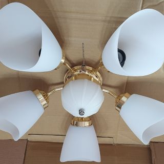 （吊扇專用燈具）臺灣製造的吊扇專用燈具青銅色/通用型吊扇燈具5+1燈 波浪塑膠燈罩