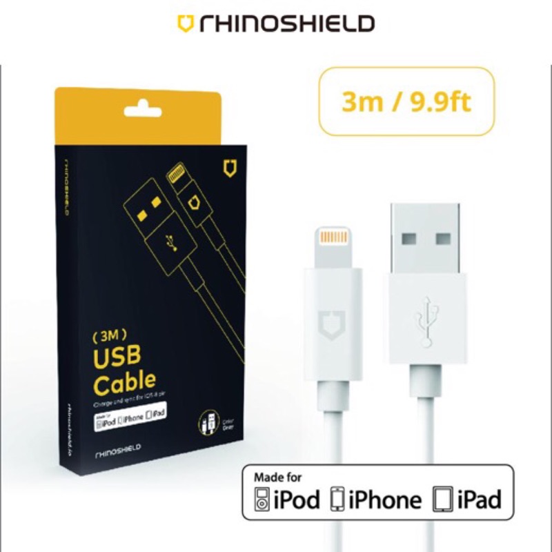 犀牛盾Rhinoshield 3公尺傳輸線 Lightning to USB 充電線
